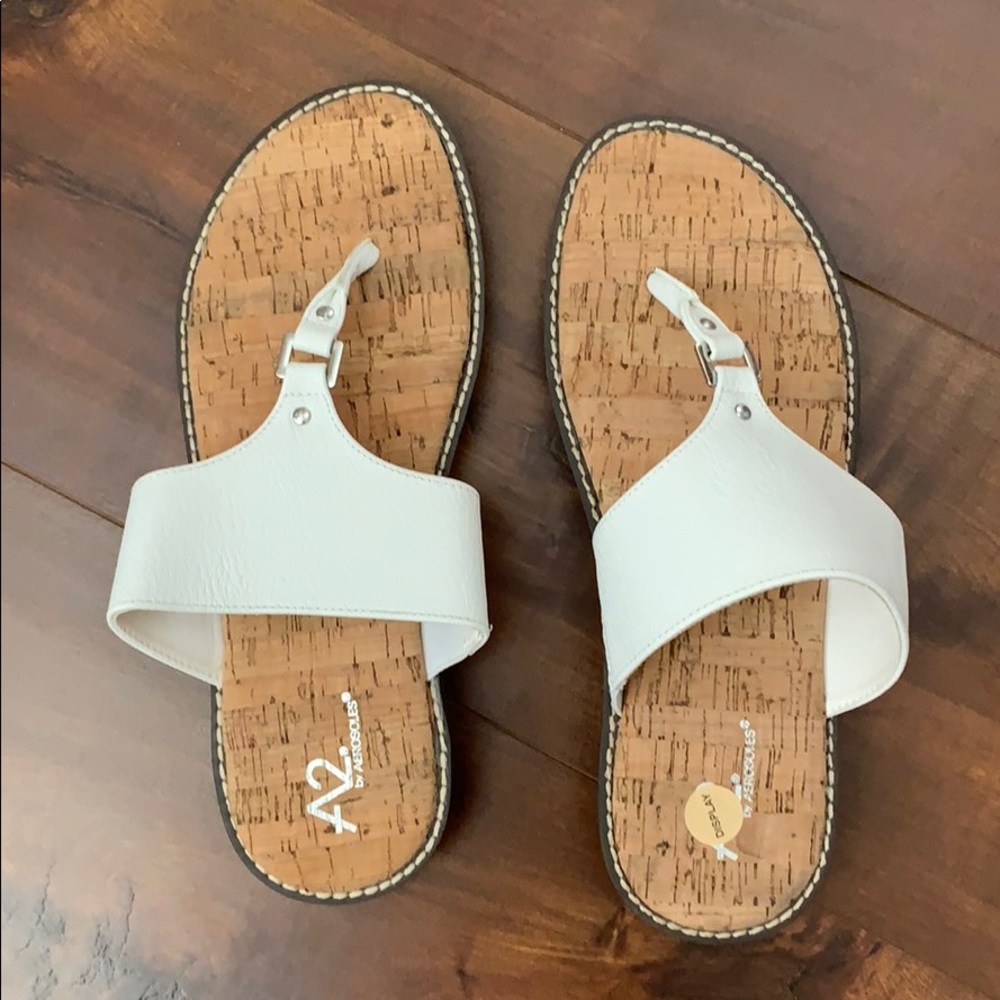 Woman’s white cork sole sandals
